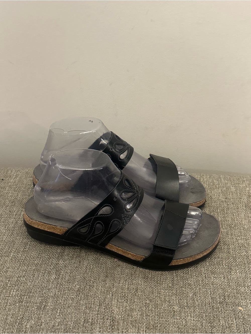 Naot Black Leather Slide Sandals Women’s EU 39 US 8 Comfort Cork